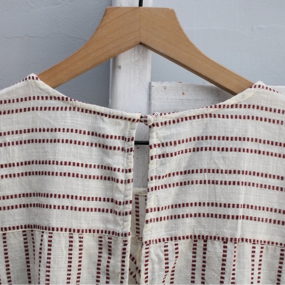 Free People Cream Brown Lightweight Kenny Striped One-Piece Jumpsuit Size Medium - Picture 9 of 11